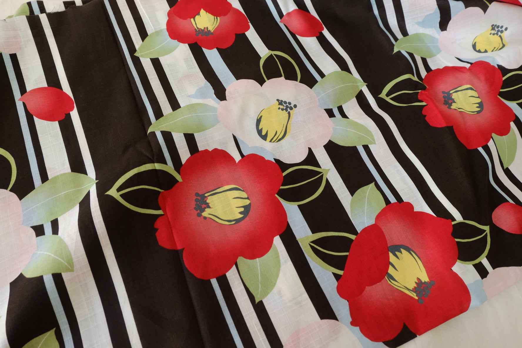 Red Floral Slub Cotton Fabric – 2.2 yd