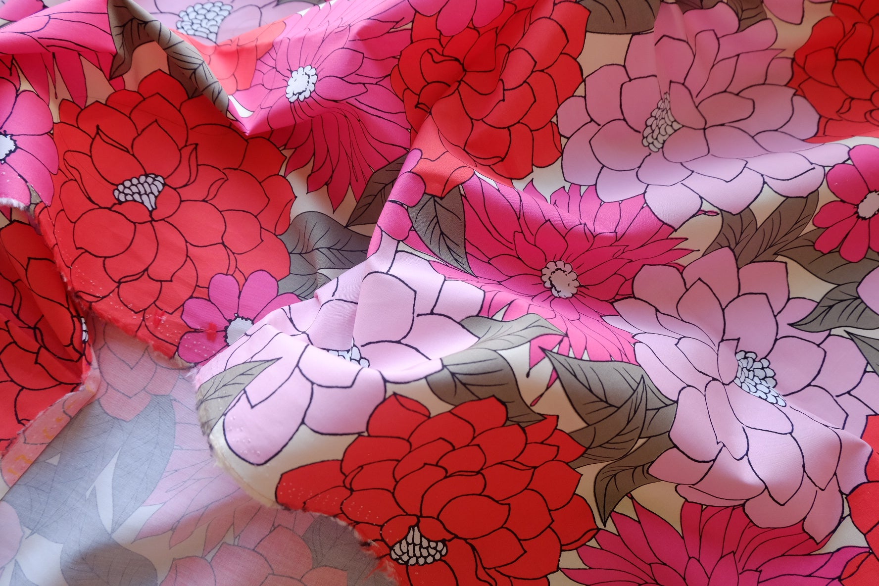 Retro Pink Floral Silky Cotton Poplin – 3.3 yd