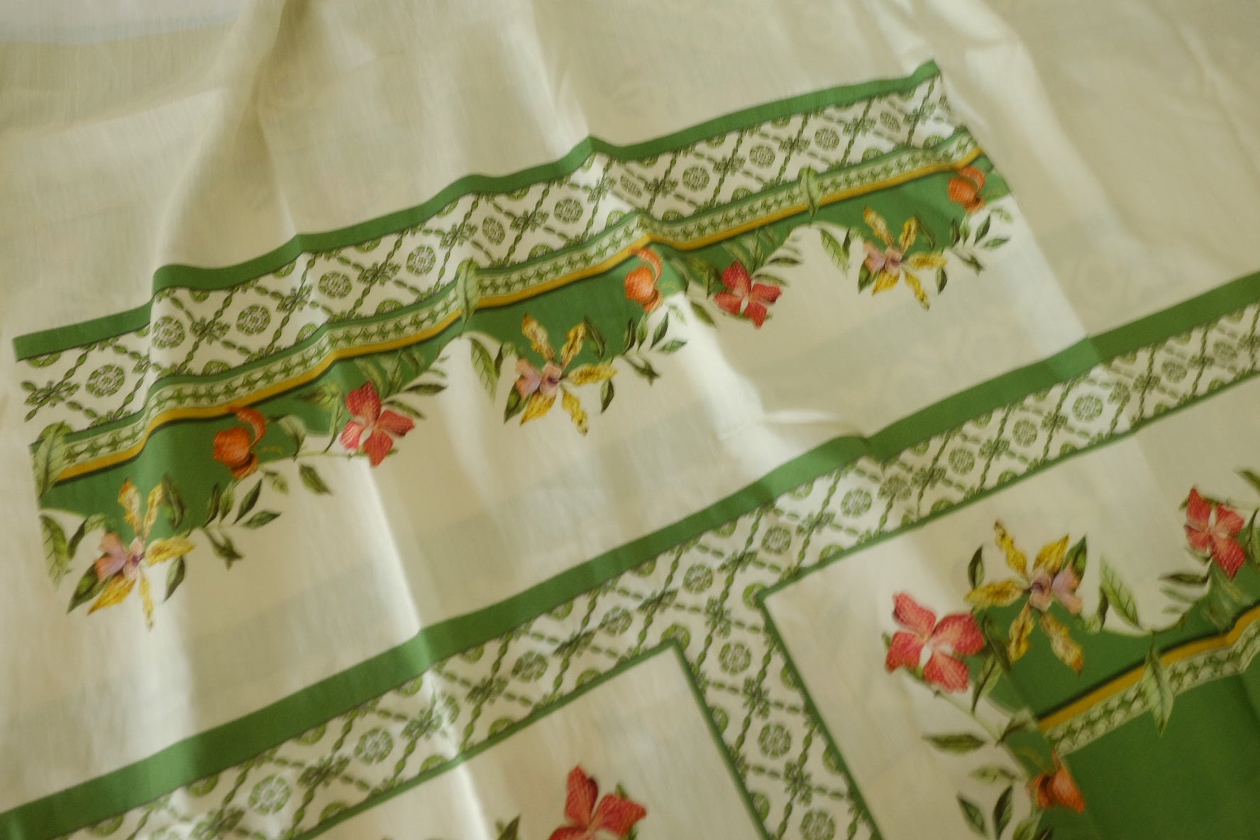 Tencel Cotton Placement Print Fabric – 3.1 yd Garden Scarf Design Textile