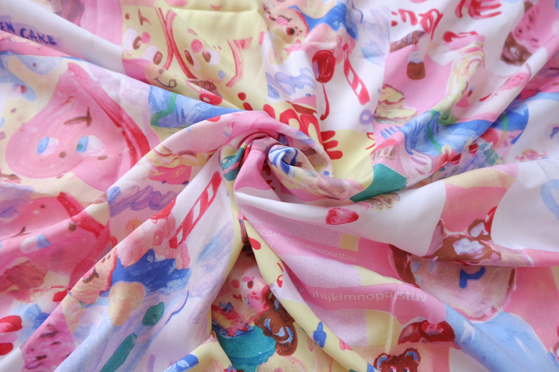 Hand-Painted Cake Collage Cotton Blend — 2.19 yd