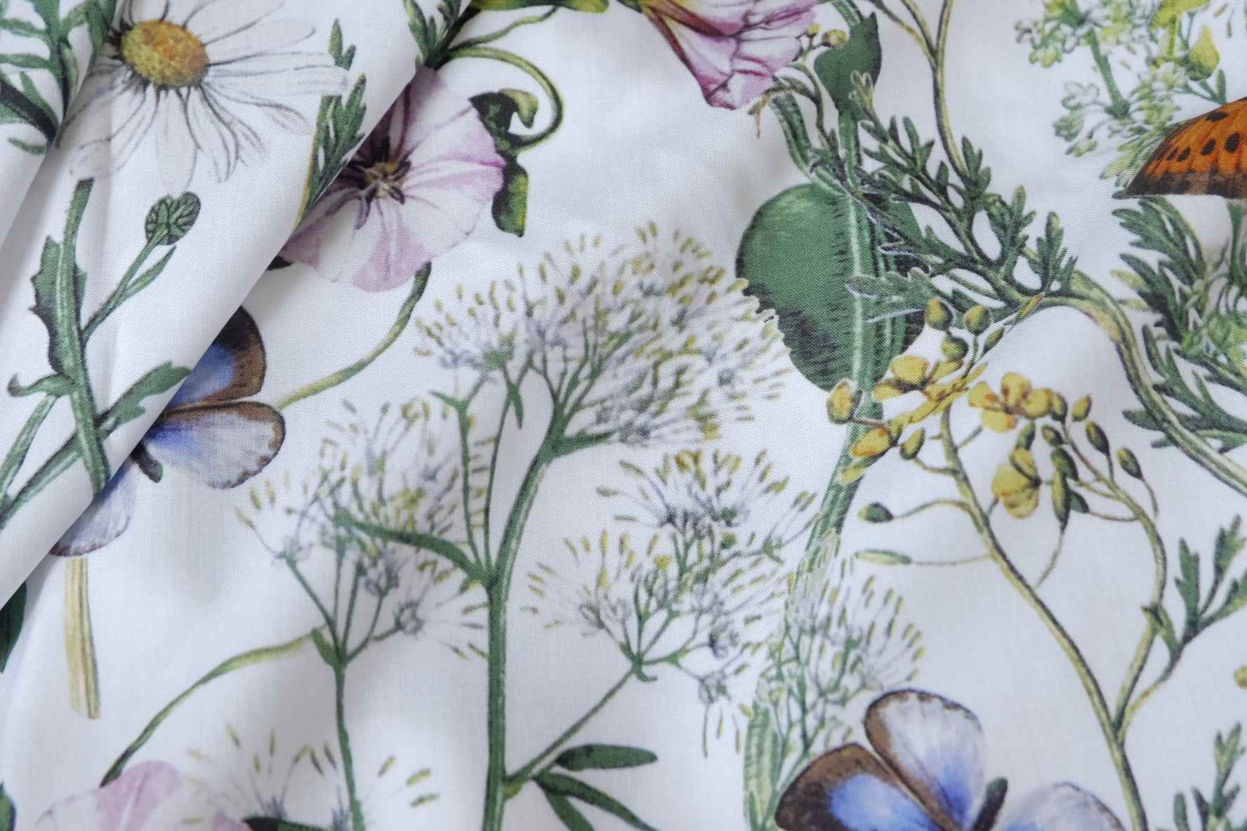 Butterfly Meadow Rayon Fabric, Soft Drapey Summer Dress Fabric, 3.28 Yards