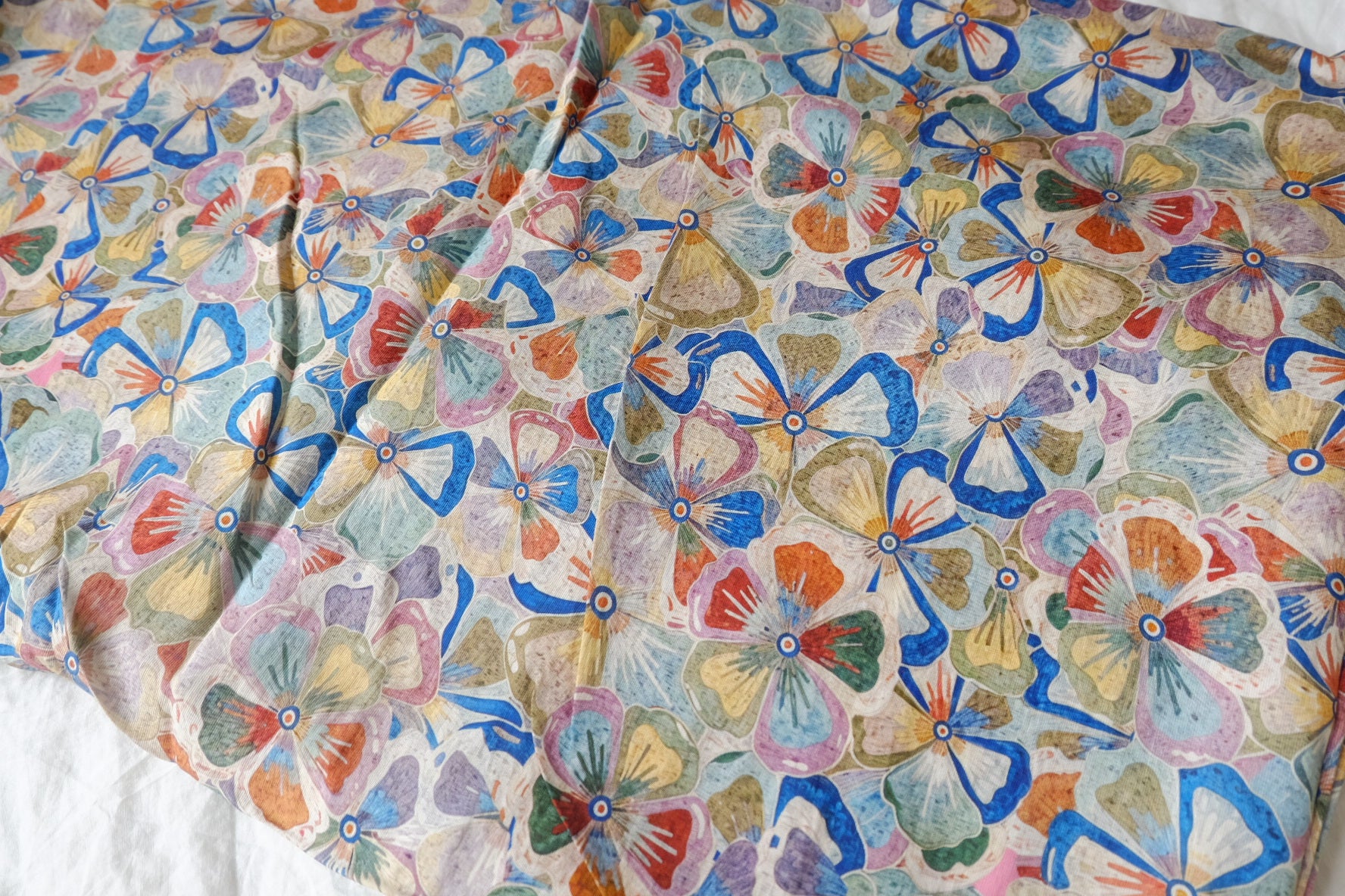 Colorful Abstract Floral Tencel-Nylon Fabric — 2.19 yd