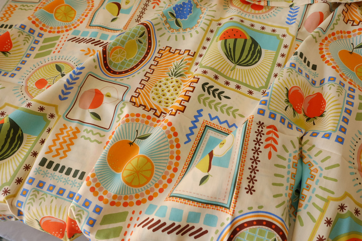 Retro Fruit Market Cotton Poplin – 2.19 yd