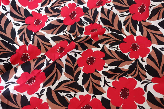 Red Floral Heavy Cotton Sateen – 1.6 yd