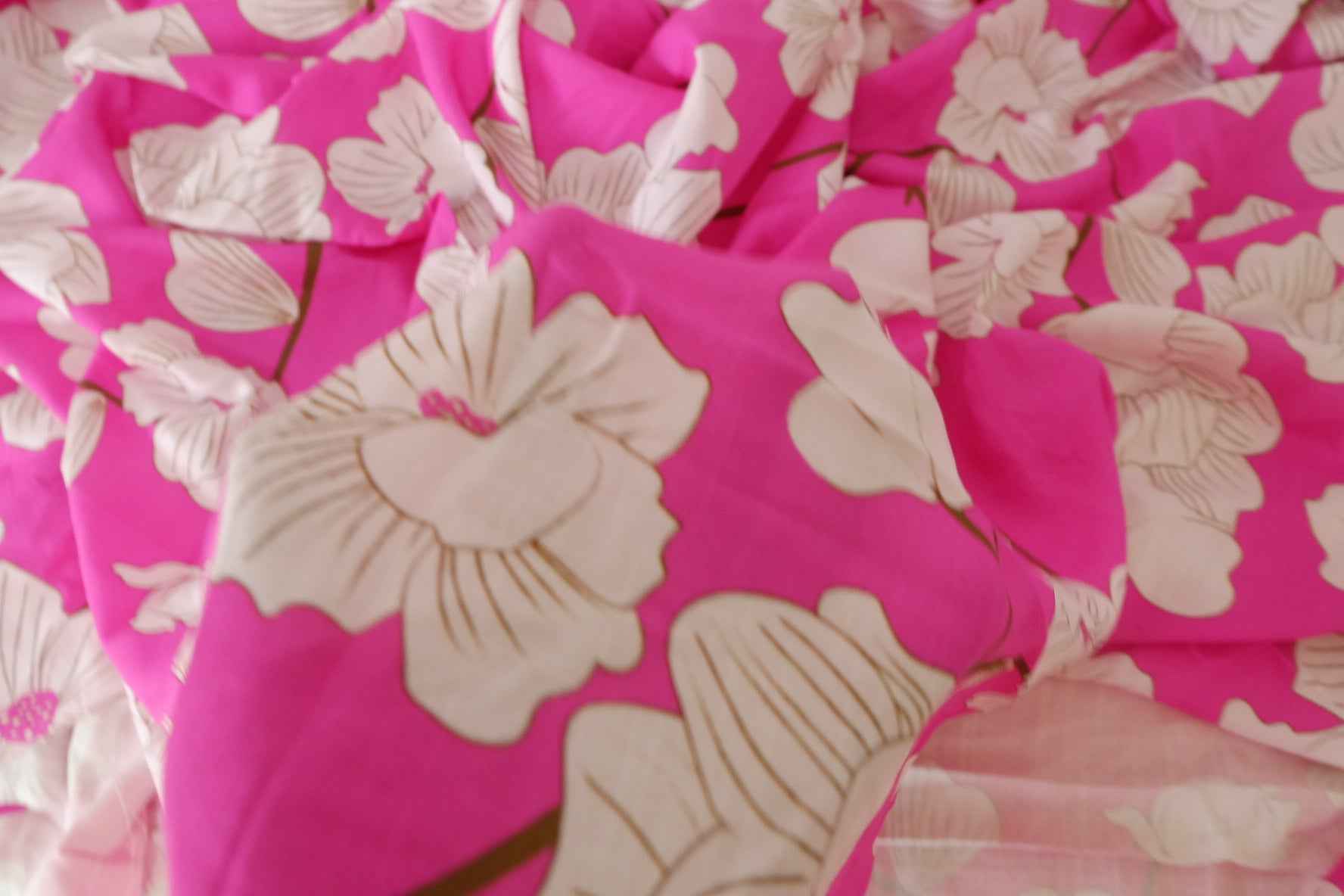 Hot Pink Floral Lyocell Fabric – 3.3 yd