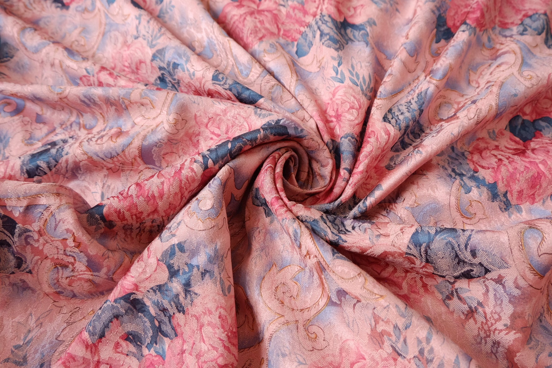 Rose Jacquard Brocade Satin Fabric - 2.35 yd