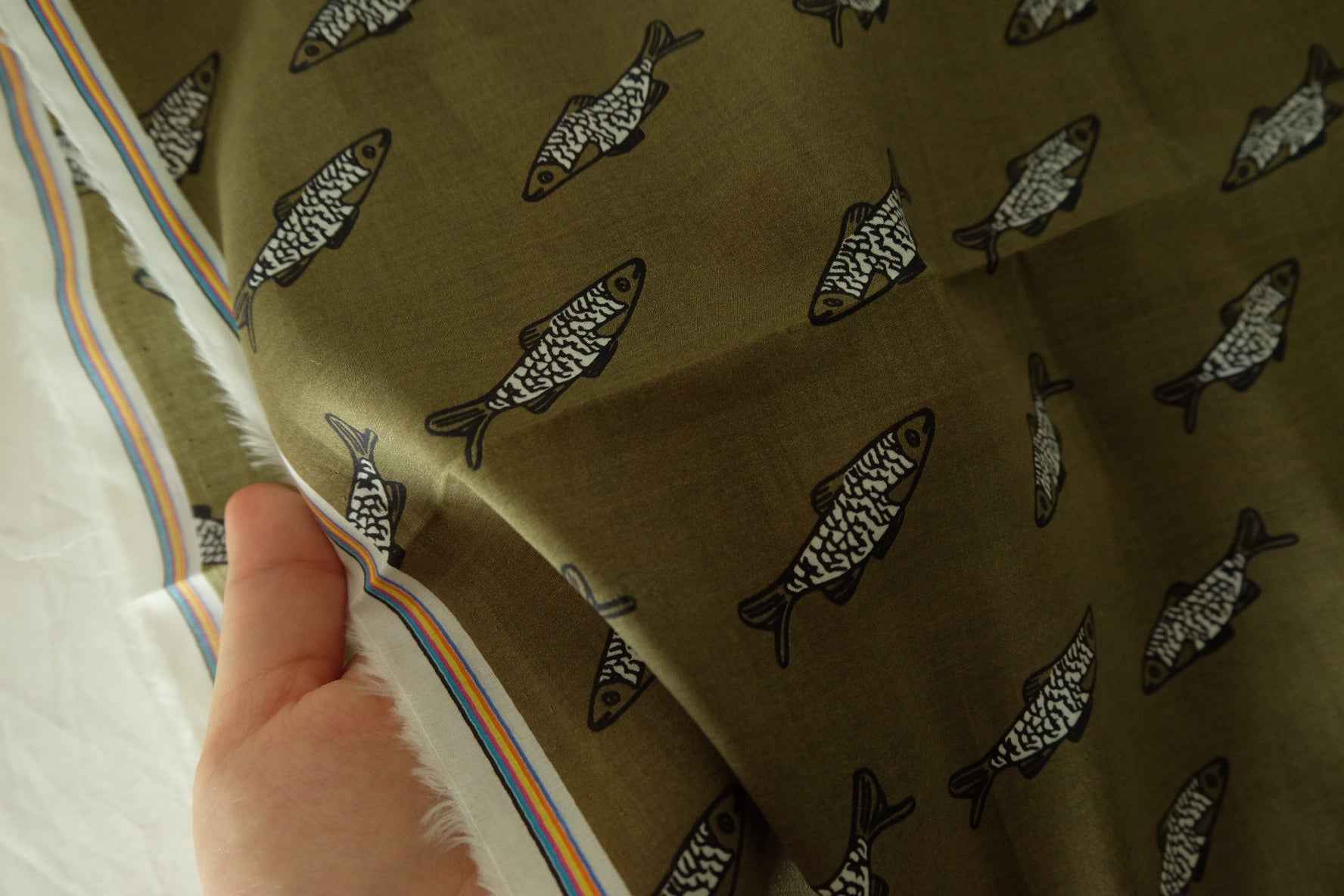 Fish Print Cotton Lawn Fabric – 2.2 yd