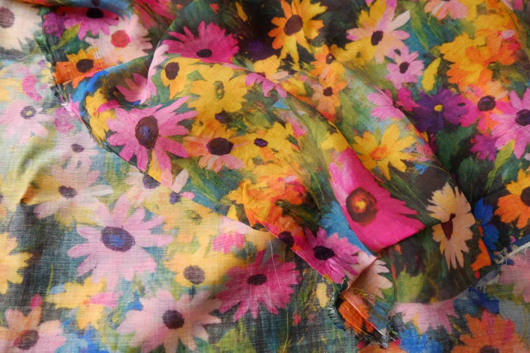 Colorful Daisy Tencel-Cotton Fabric - 2.52 yd