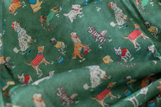 Playful Dog Print Cotton Twill Fabric – 2.2 yd