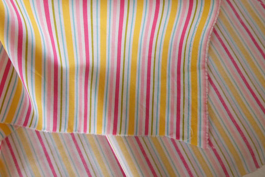 Colorful Striped 60s Cotton Poplin Fabric – 2.2 yd