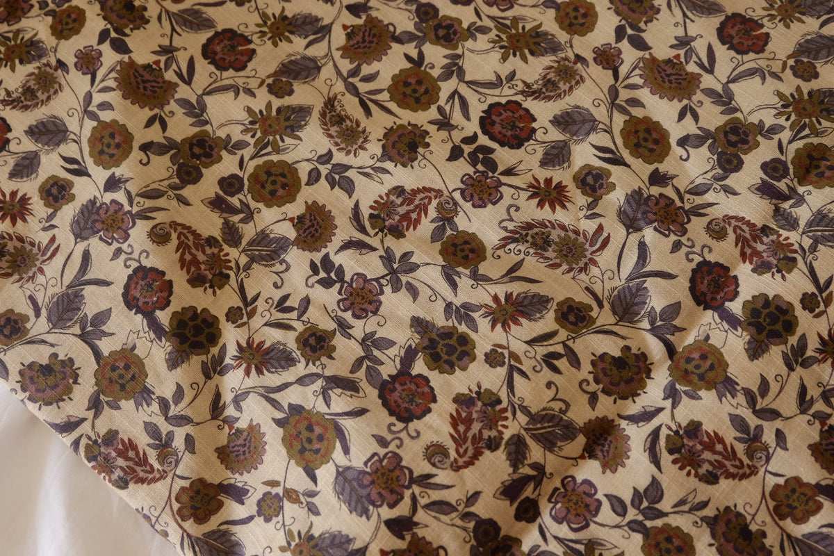 Vintage Woodland Blooms – Cotton Linen Fabric | 3.3 Yards
