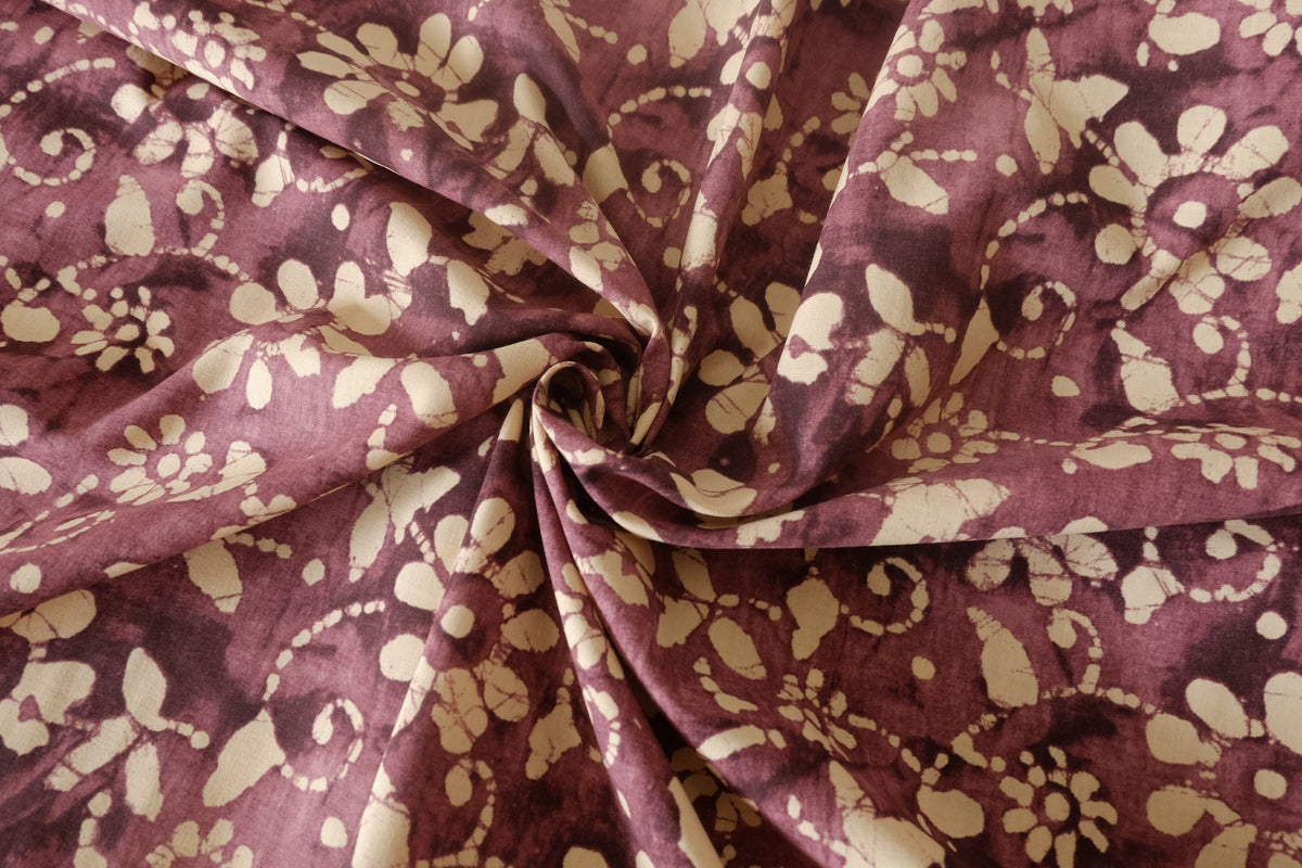 Batik Plum Floral Fine Cotton – 2.2 yd