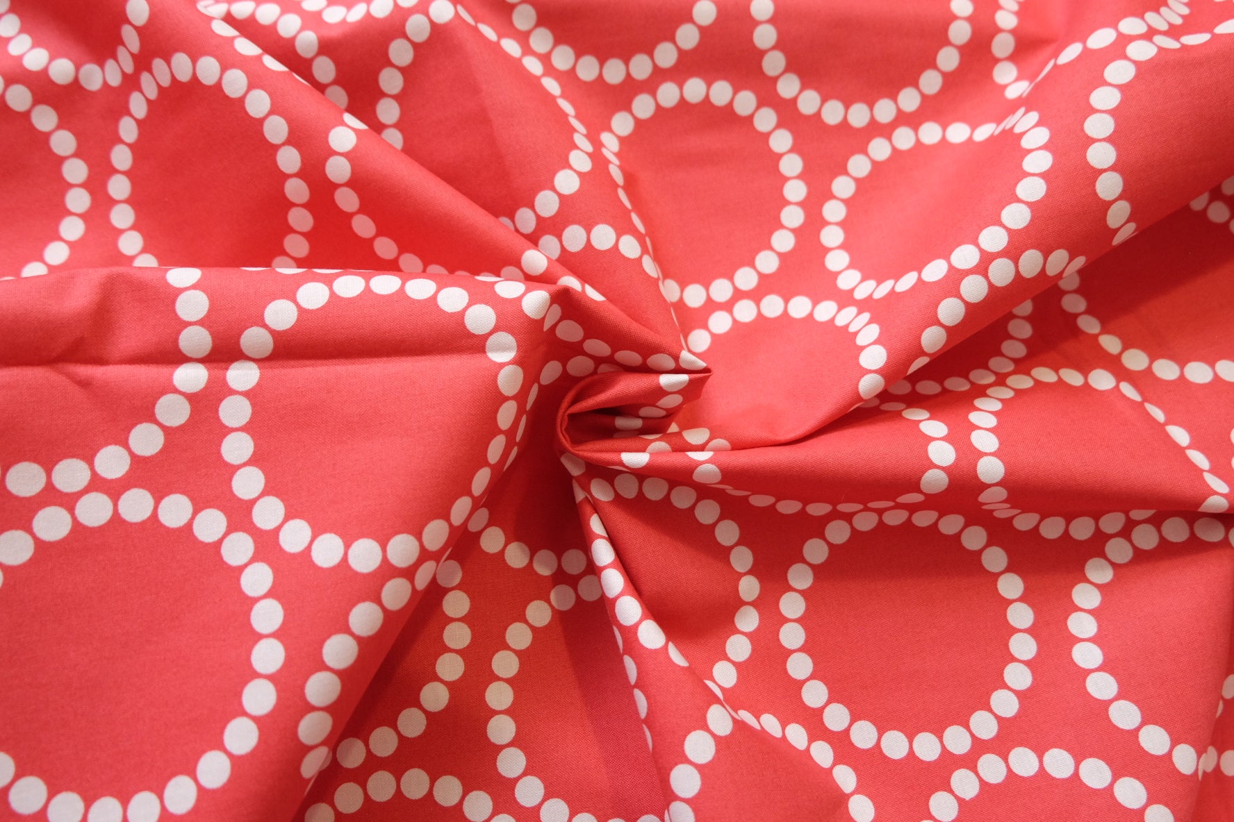 Coral Dot Ring Cotton Fabric – 2.2 Yards