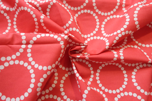 Coral Dot Ring Cotton Fabric – 2.2 Yards