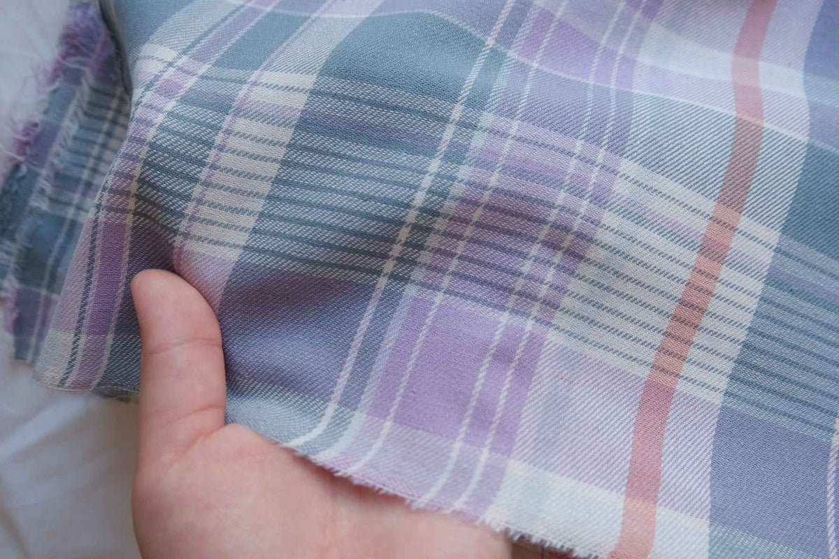 Lavender Mist Pastel Plaid Yarn-Dyed Cotton Fabric – 2.19 yd