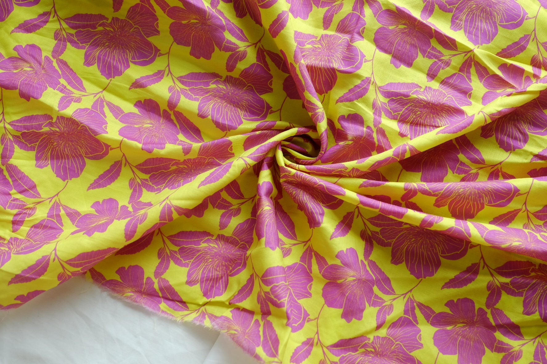 Lime & Magenta Floral Cotton Lawn – 1.6 yd