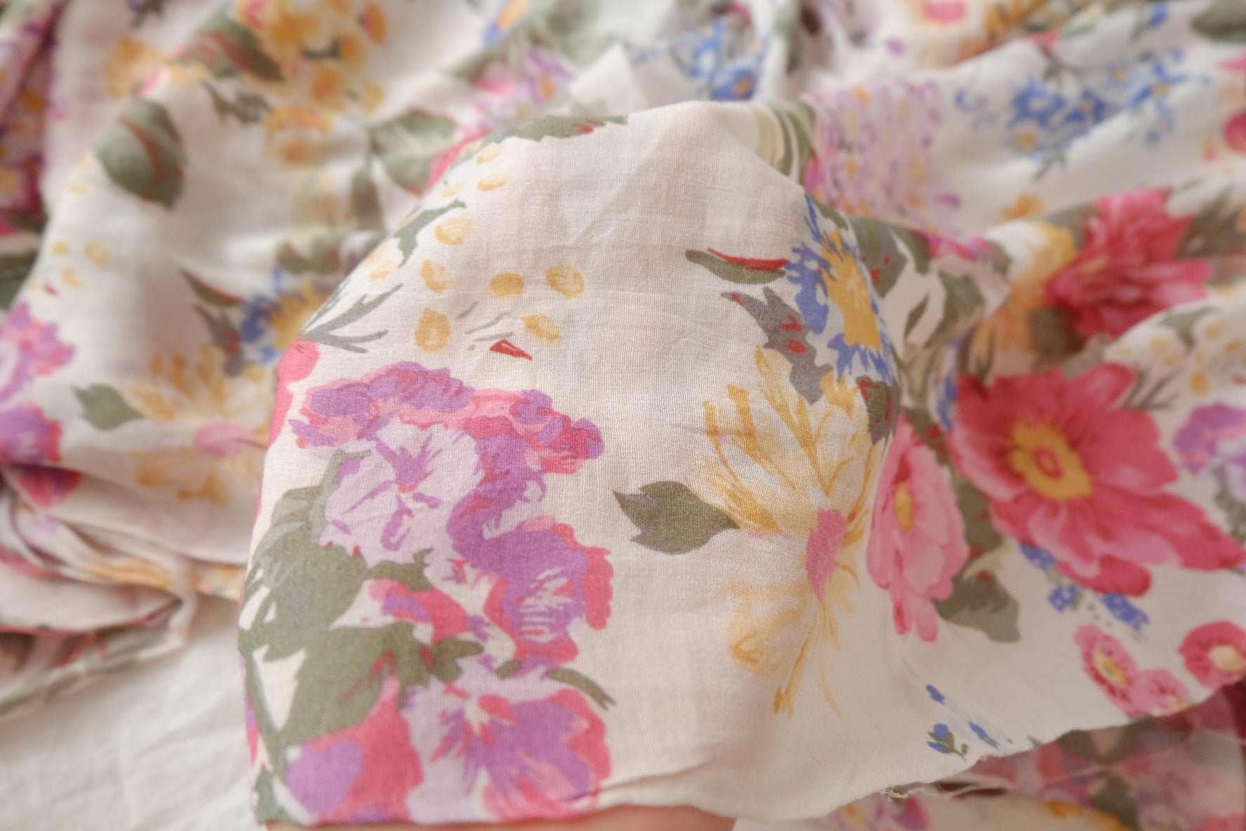 Soft Floral Cotton Gauze Fabric – Airy Summer Blouse Fabric (2.19 yards)
