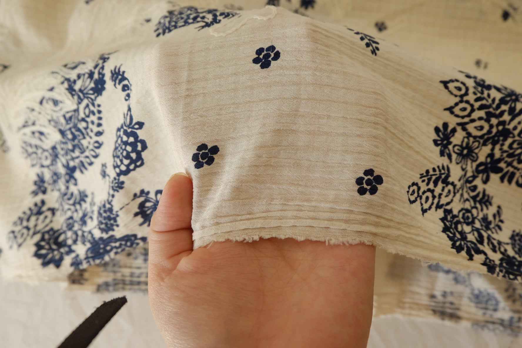 Textured Embroidered Cotton-Linen Fabric – 2.4 yd