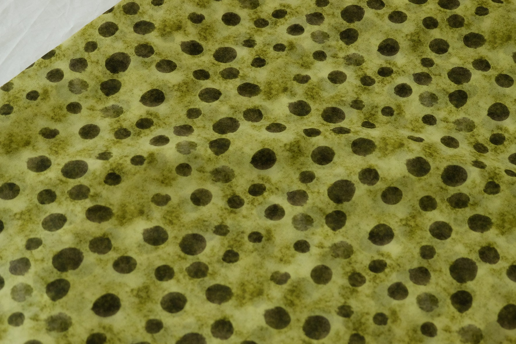Olive Abstract Polka Dot Chiffon Fabric – 2.2 yd