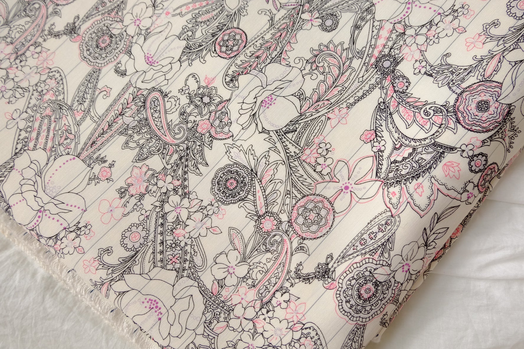 Painterly Paisley Lyocell Linen Blend Fabric, Soft Structure, 1.5 Yards
