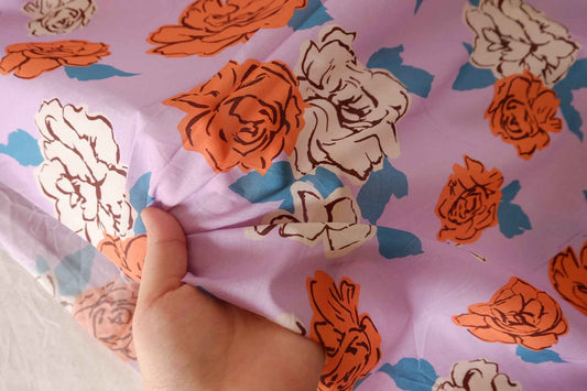 Lilac Orange Rose Cotton Lawn Fabric – 2.7 yd