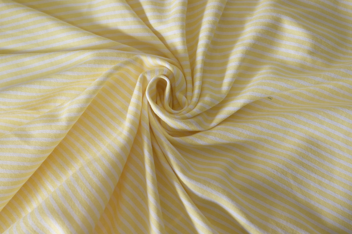 Butter Yellow Stripe – Soft Cotton Knit Fabric | 1.4 yards