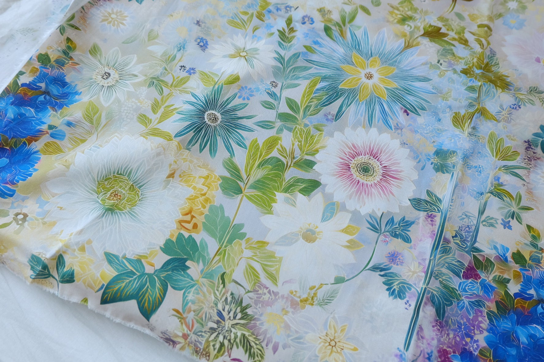 Blue Garden 50s Cotton Poplin Fabric - 3.28 yd