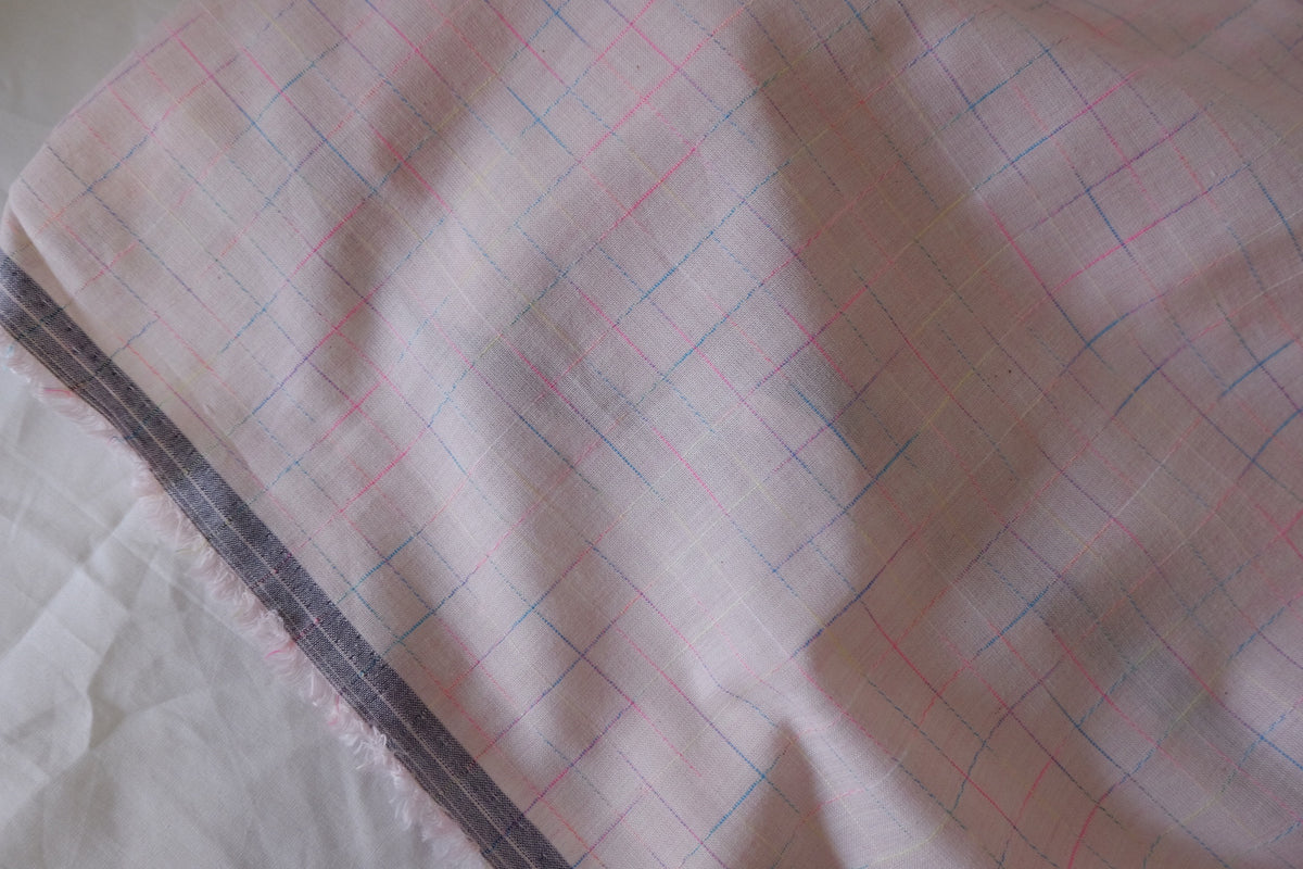 Pastel Windowpane Linen Cotton Blend – 2.2 yd