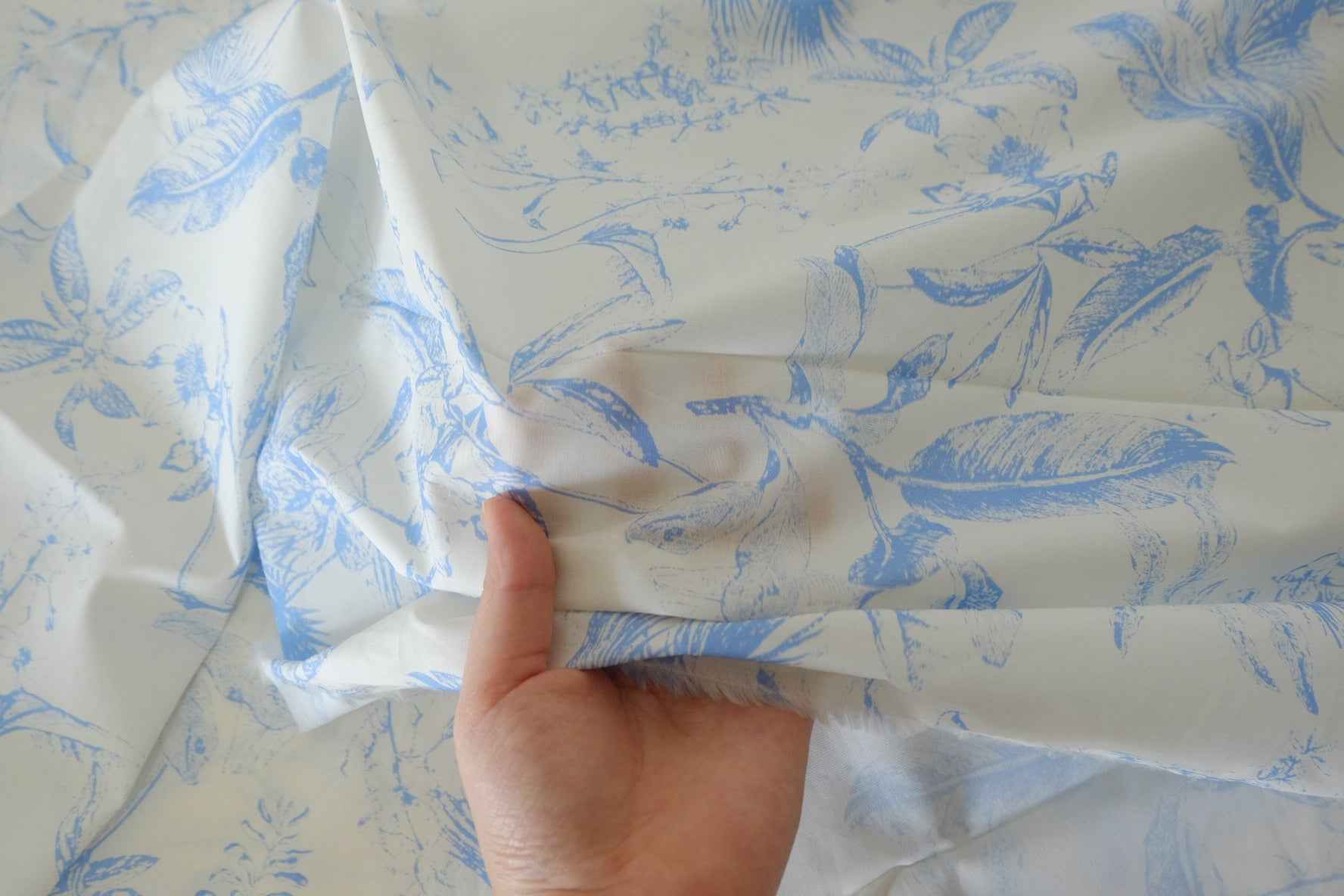 Blue Botanical Cotton Lawn Fabric – 3.8 yd
