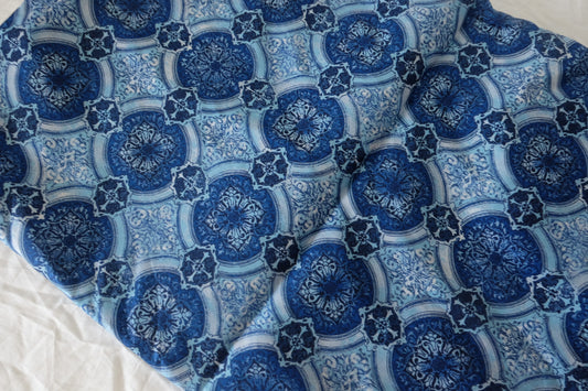 Blue Tile 60s Lightweight Cotton Poplin Fabric - 2.2 yd
