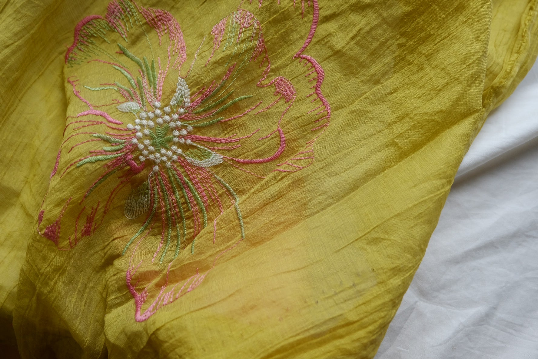 Golden Lime Embroidered Tencel Blend – 2.2 yd