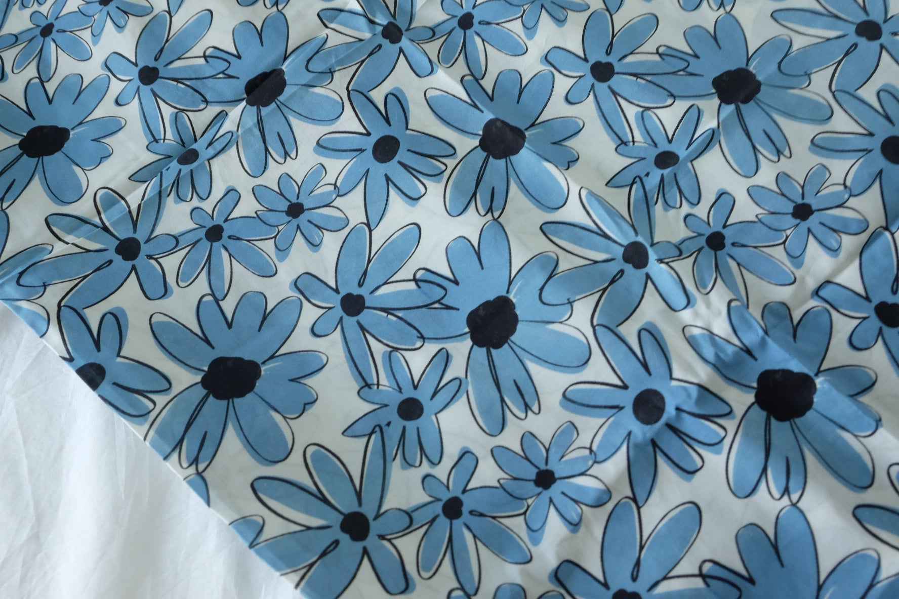 Blue Daisy Cotton Lawn Fabric – 2.0 yd