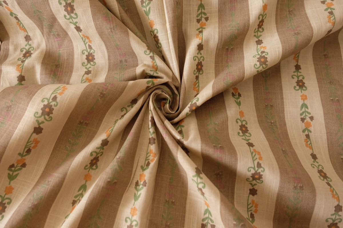 Vintage Meadow Floral Stripe Cotton Linen – 2.2 yd