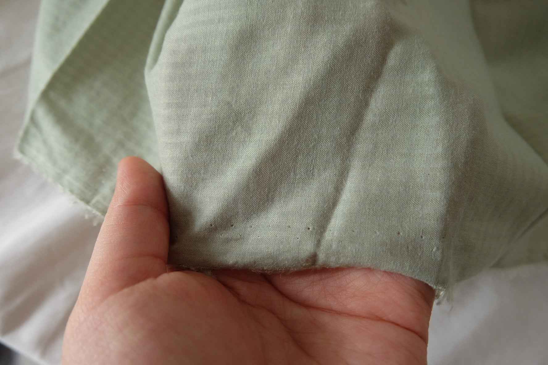 Soft Sage Green Cotton Check Fabric – 3.3 yd