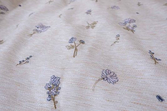Soft Metallic Woven Floral Embroidered Fabric - 2.19 yd