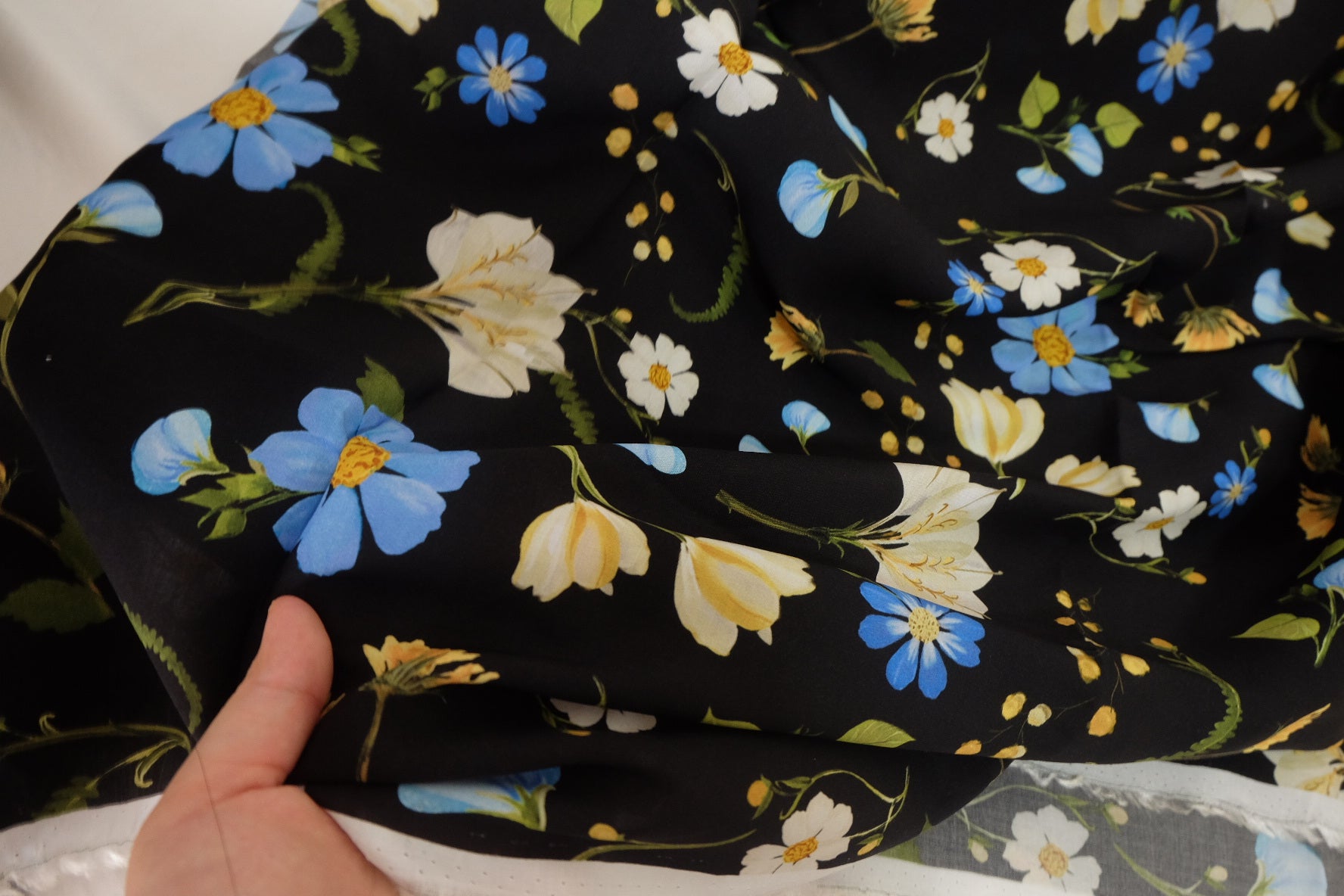 Blue Wildflower Rayon Poplin Fabric – 2.7 yd
