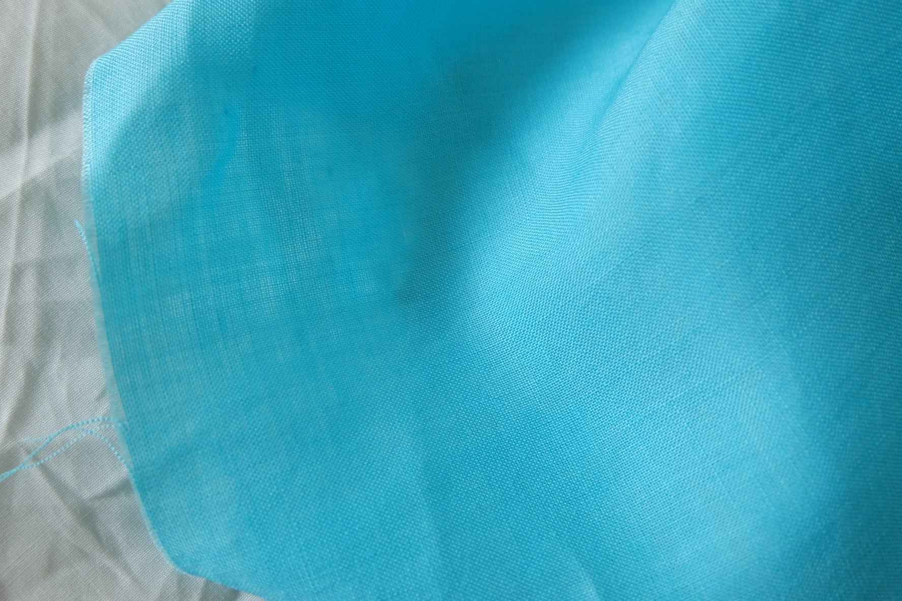 Lagoon Blue Sand-Washed Pure Linen Fabric, 2.19 Yards