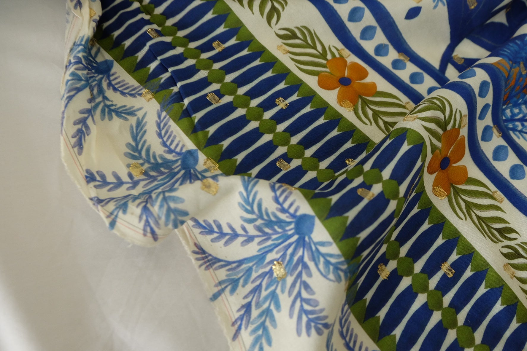 Golden Bird Garden Rayon Fabric – 1.4 yd Panel