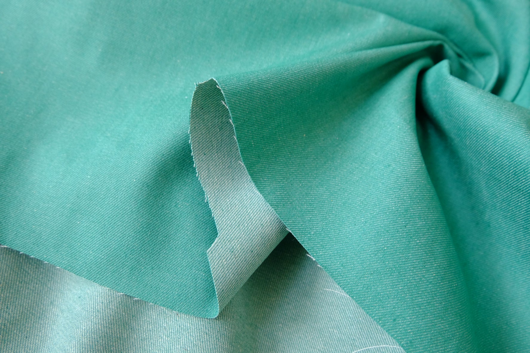 Sea Green Cotton Denim, 1.6 Yards