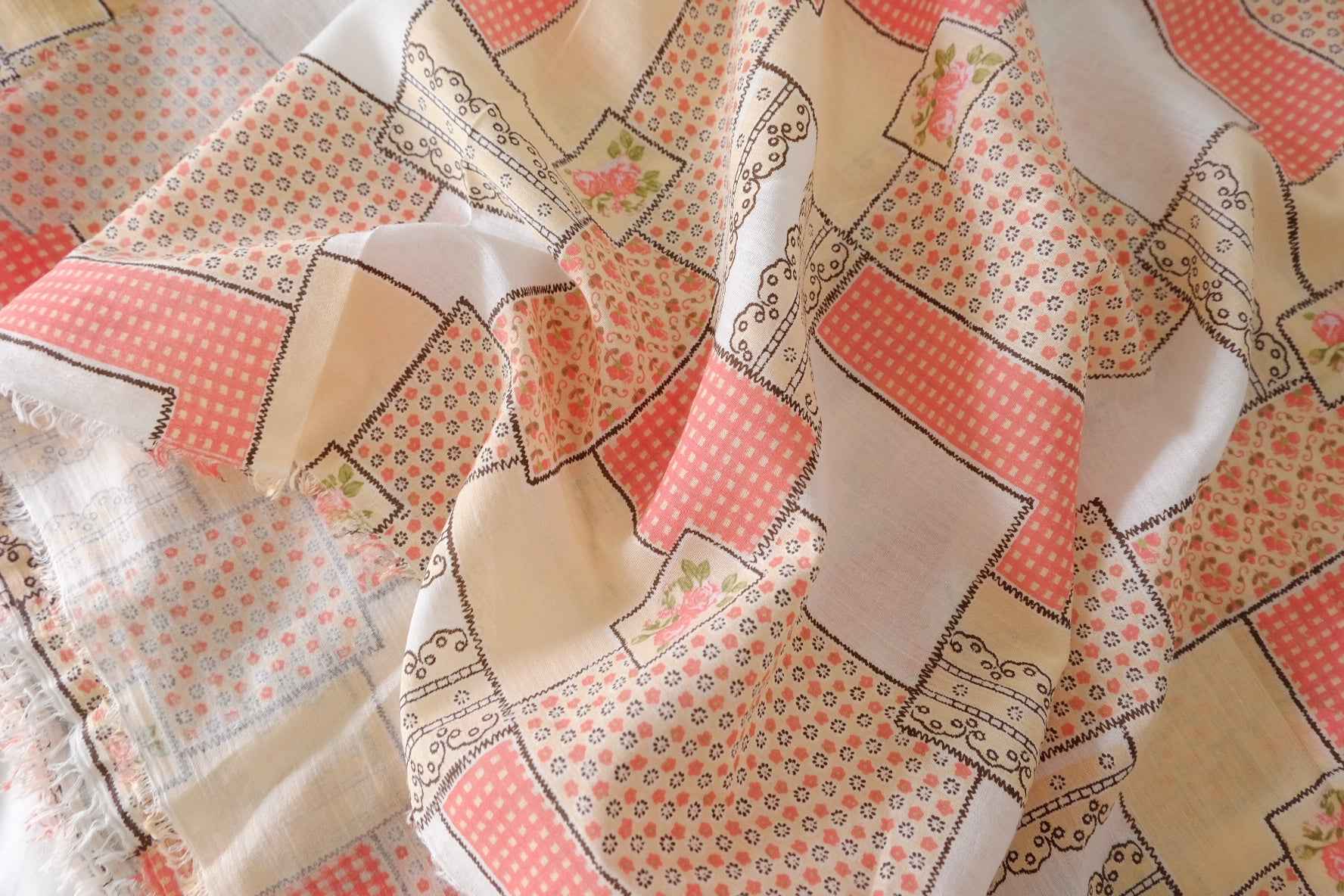 Vintage Patchwork Print Cotton Fabric – 2.2 yd