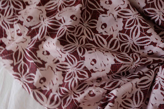 Burgundy Floral Ultra-Light Cotton Lawn Fabric – 3.3 yd