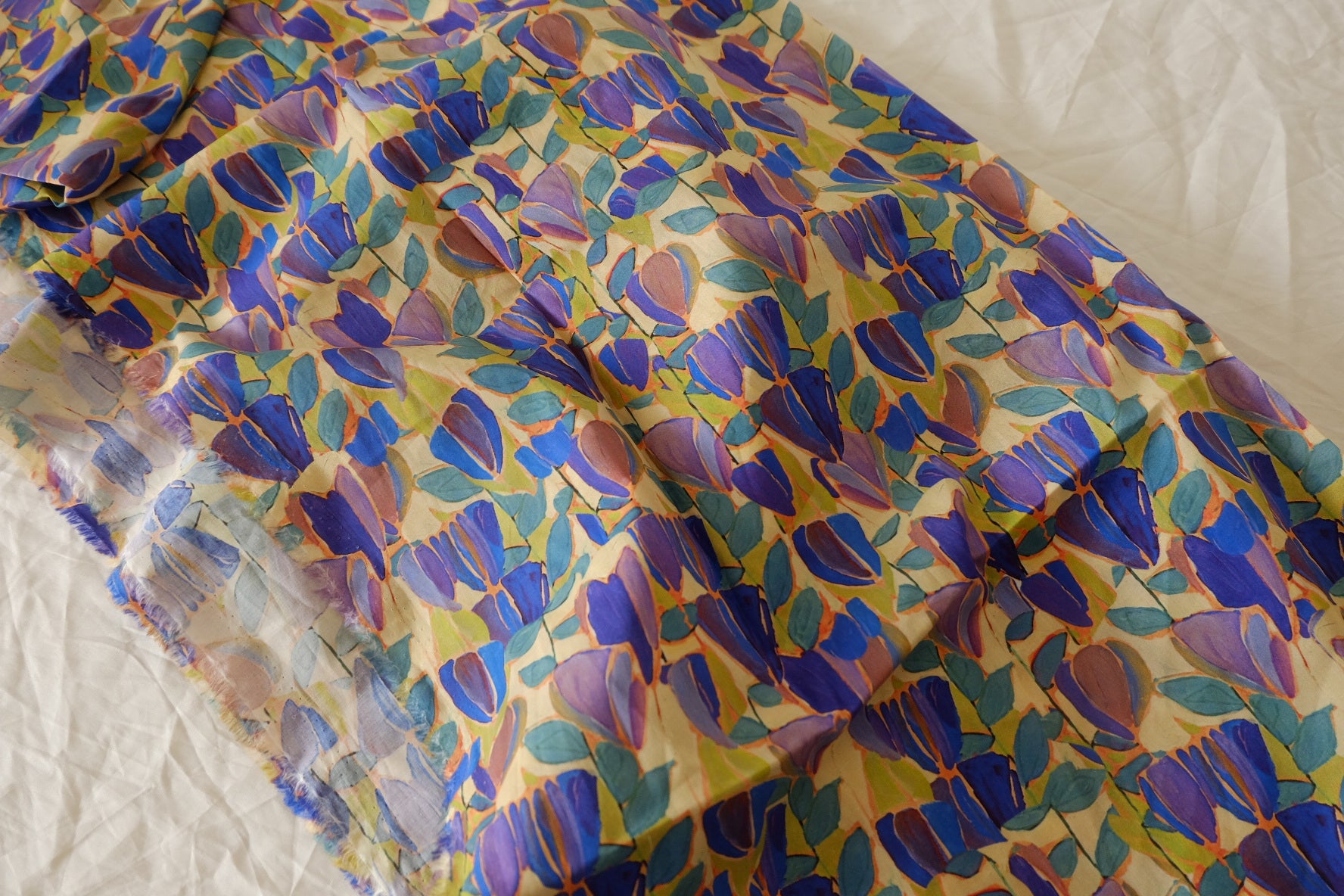 Cobalt Tulip Cotton Lawn – 3.72 yd