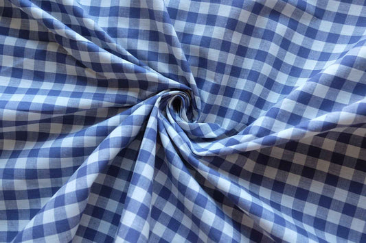 Blueberry Gingham Yarn-Dyed Cotton Fabric – 3.28 yd