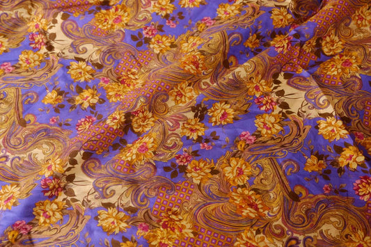 Golden Baroque Floral Cotton Lawn – 3.06 yd