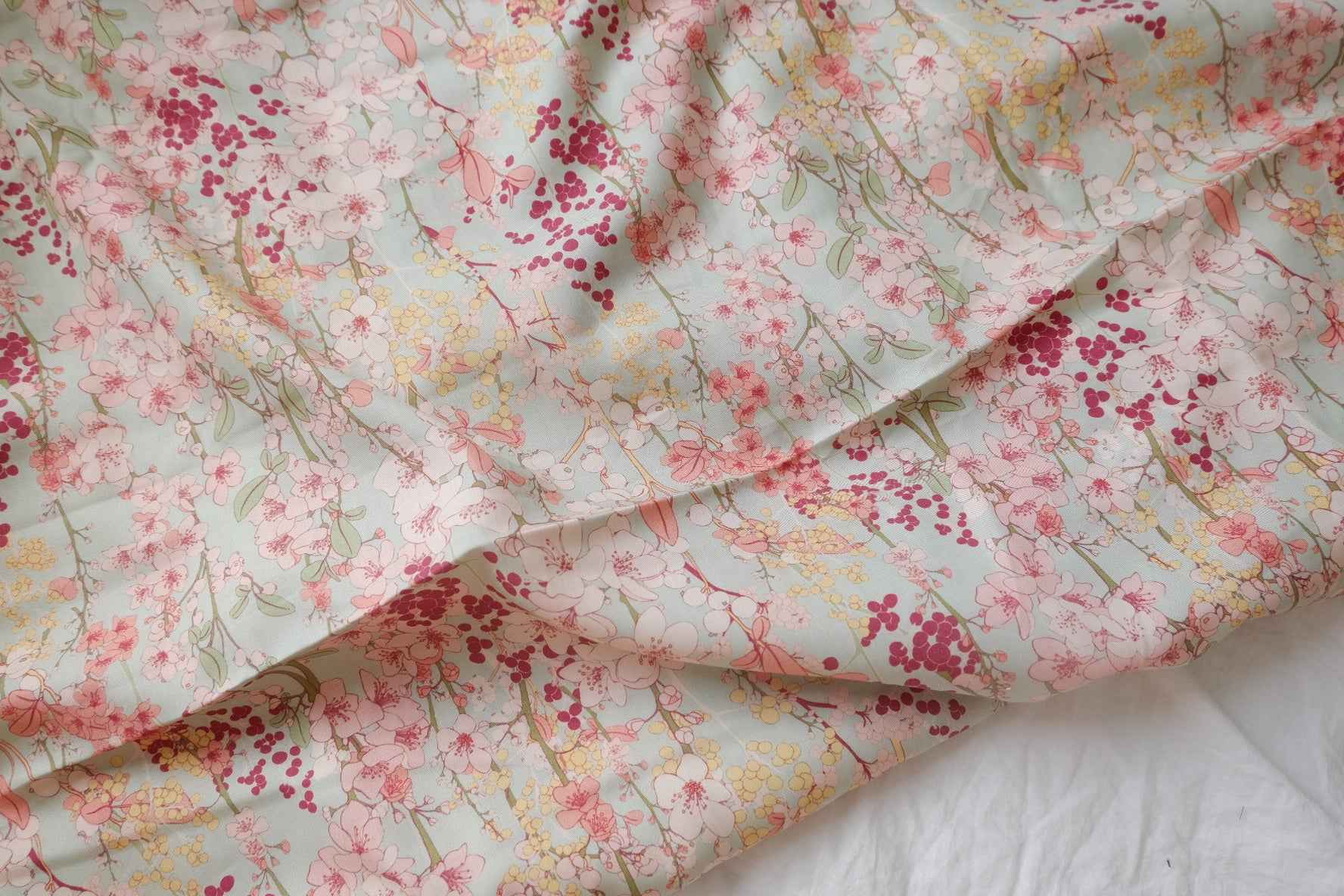 Mint Garden Floral Twill Tencel Fabric - 3.28 yd
