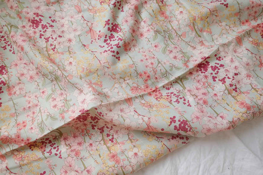 Mint Garden Floral Twill Tencel Fabric - 3.28 yd