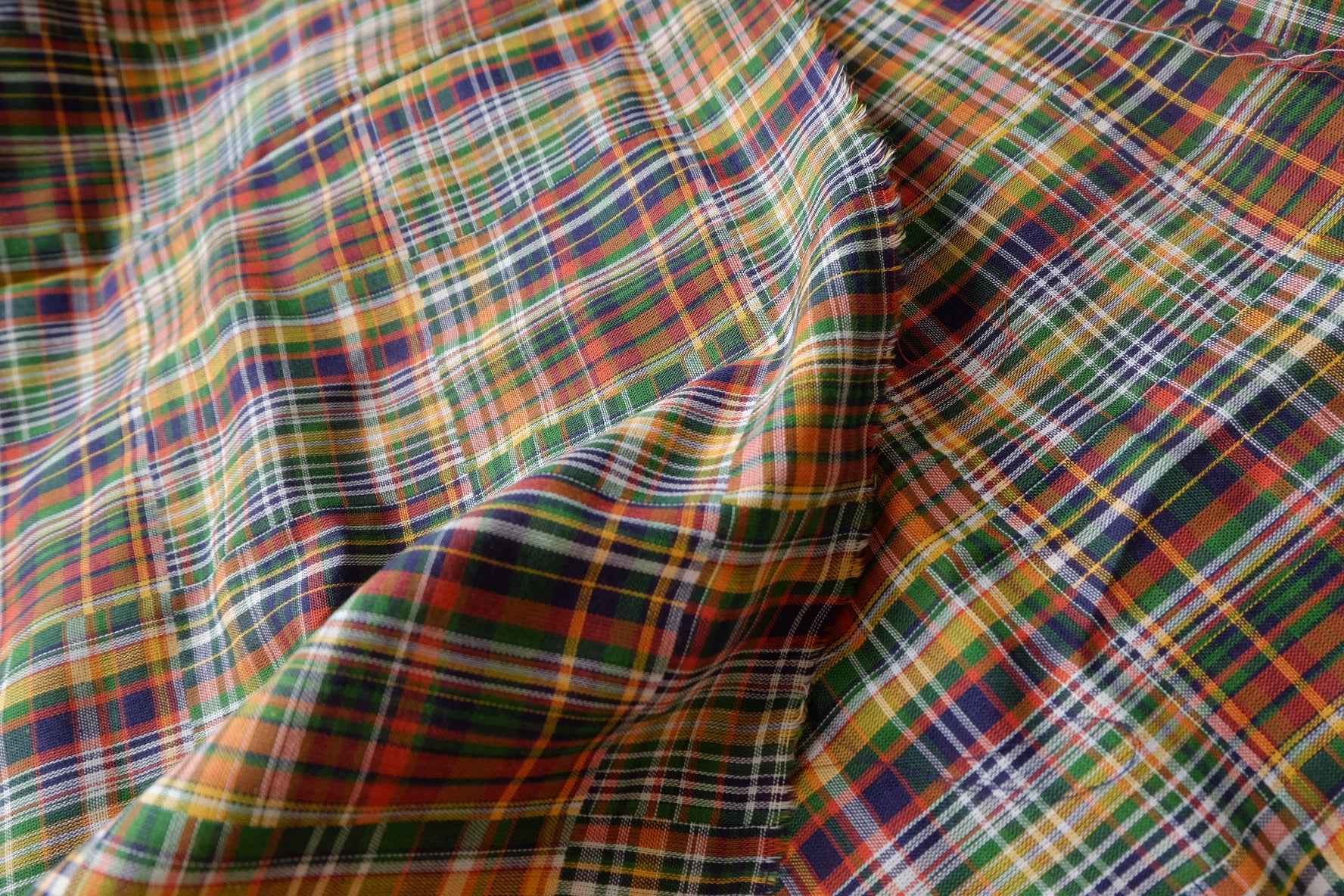 Colorful Plaid Double Gauze Cotton Fabric, Soft Yarn-Dyed , 3.28 Yards
