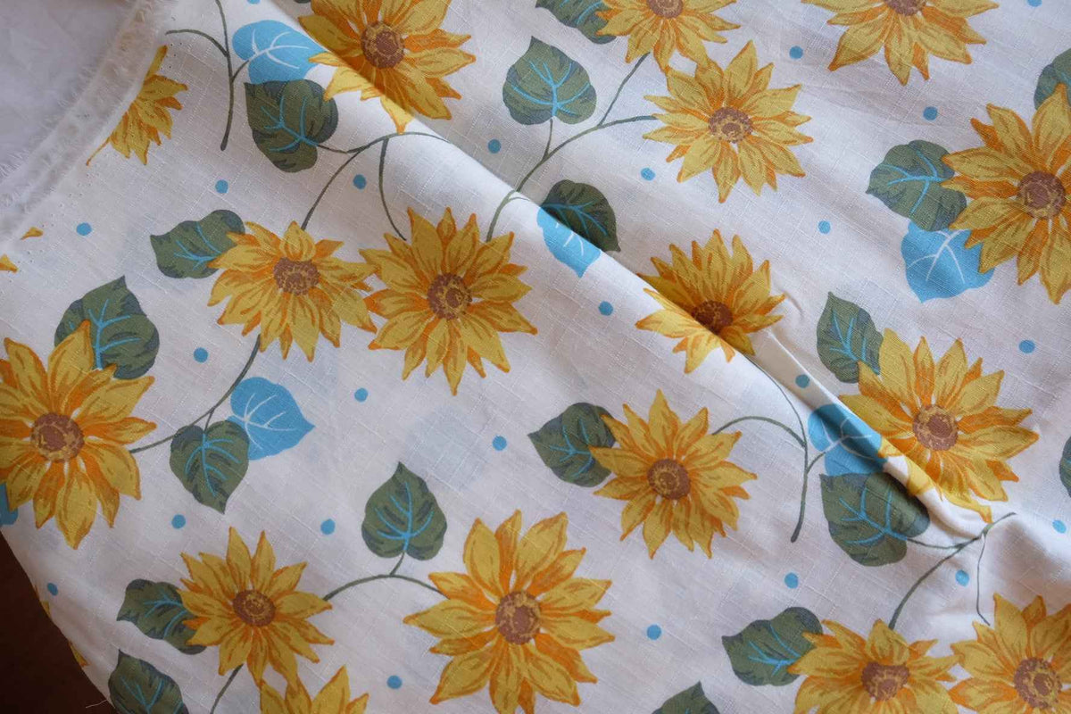 Golden Sunflower Linen Cotton Blend Fabric – 2.19 yd