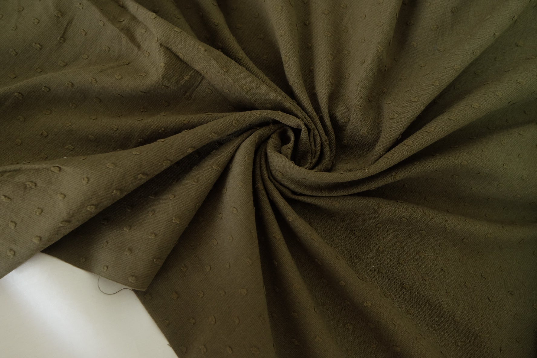 Olive Clip Dot Linen Cotton Blend Fabric – 2.2 yd