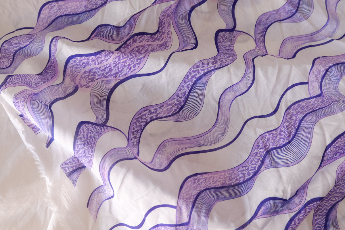 Lavender Waves – Abstract Print Cotton Voile Fabric | 2.2 Yards